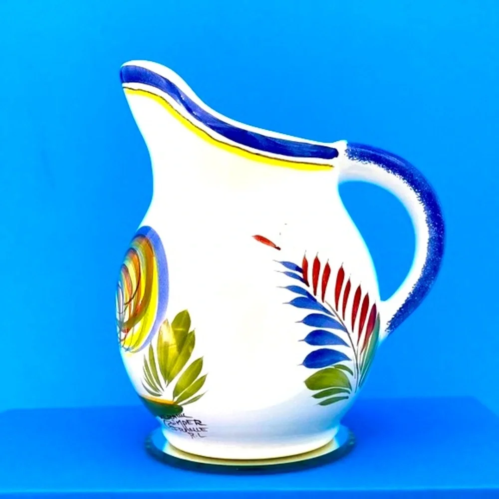 Vintage Keraluc Quimper Pottery Rooster Pitcher